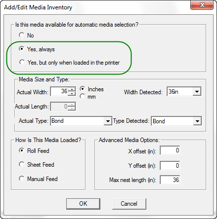 Add/Edit Media Inventory dialog